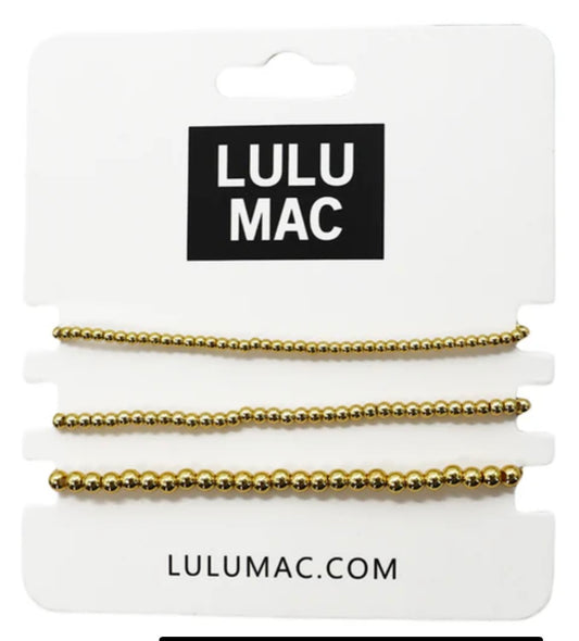 3 small Lulu Mac Gold Bracelets