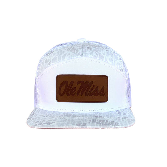 Ole Miss Script Leather Patch 7P: Ghost Vein