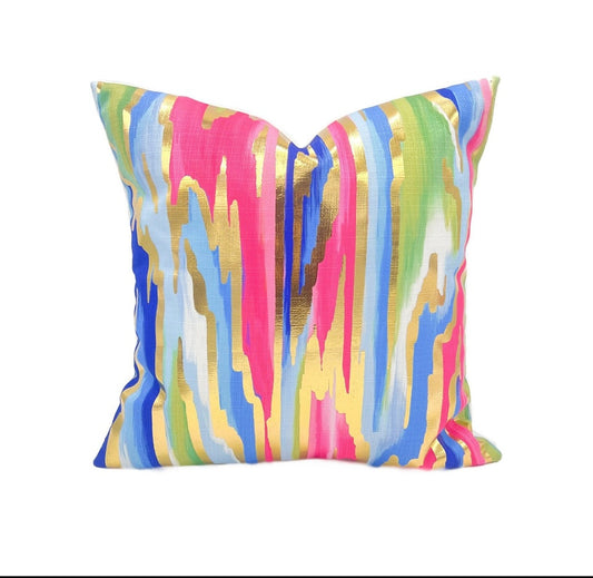Gold Foil Abstract Jewel Pillow