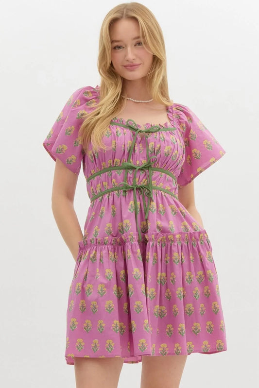 Pink Floral Pattern Dress