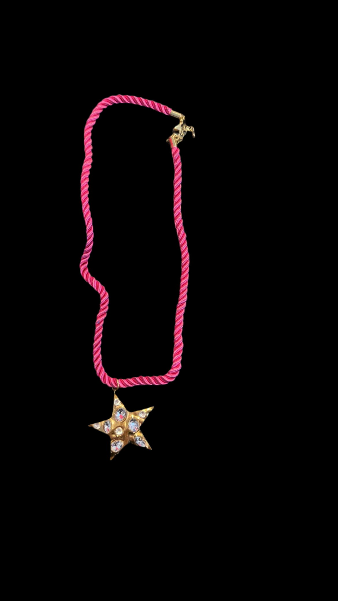 Pink Crystal Star Rope Necklace