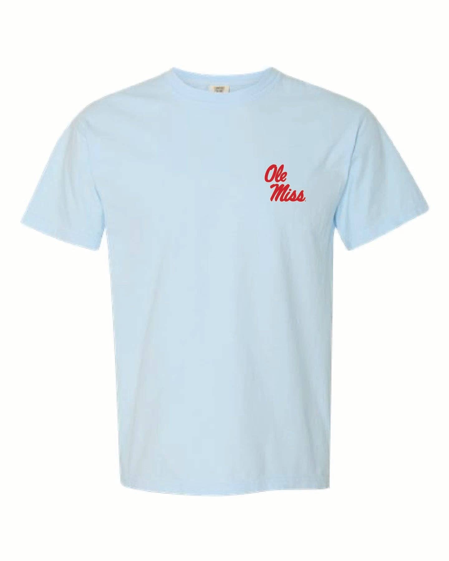 Ole Miss Script Camo Tee: Chambray