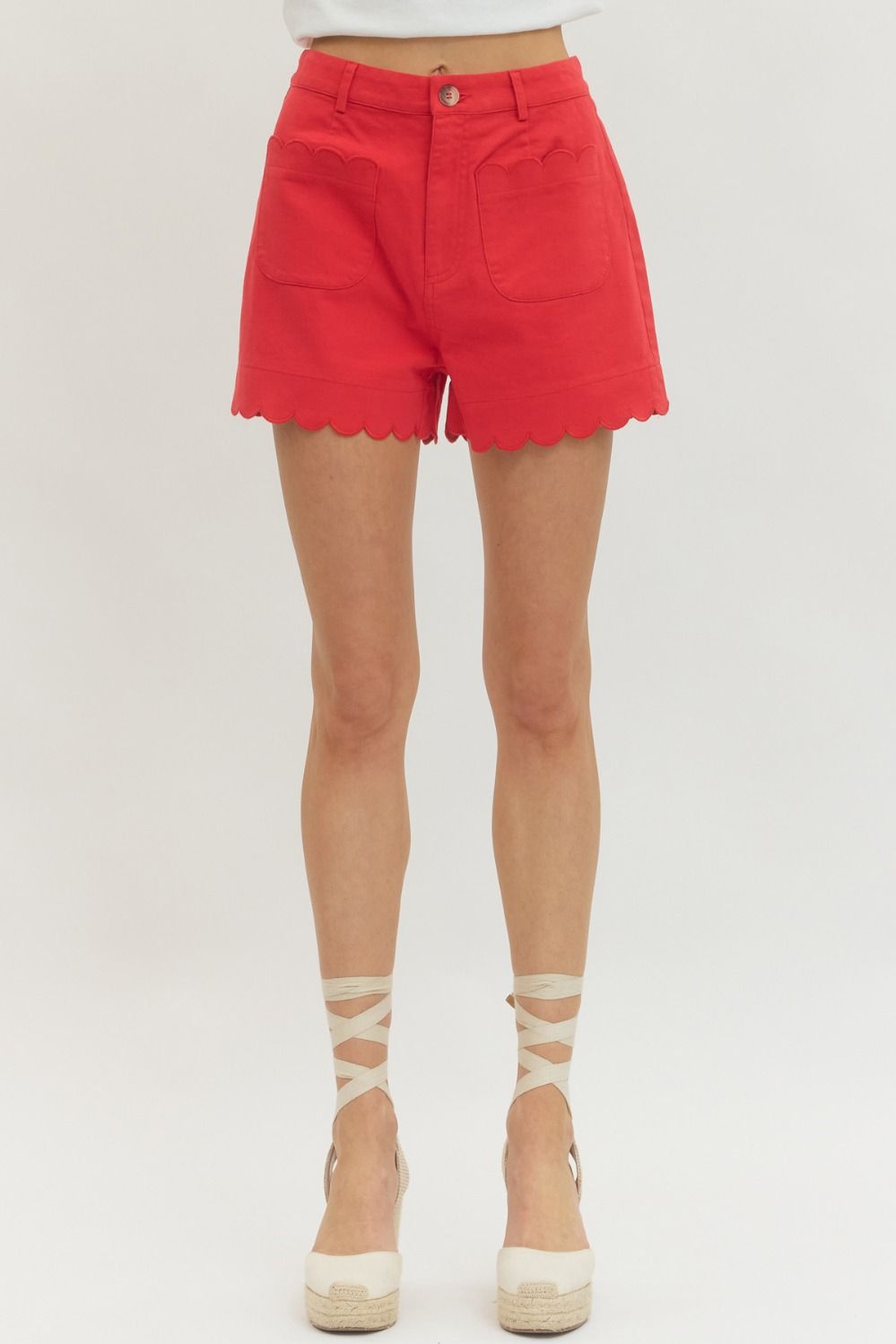 Red Scallop Shorts