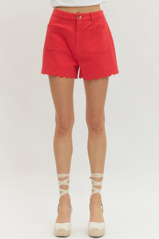 Red Scallop Shorts