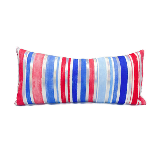 Patriotic Watercolor Stripes Lumbar