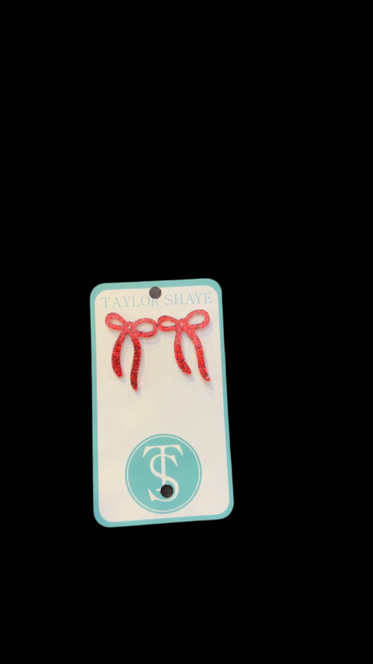 Red Coquette Bow Earrings