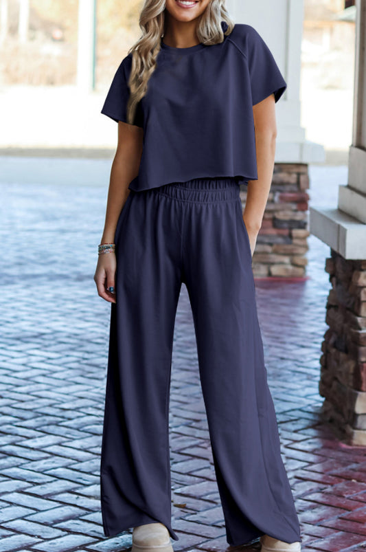 Navy Blue Tee and Pants Set