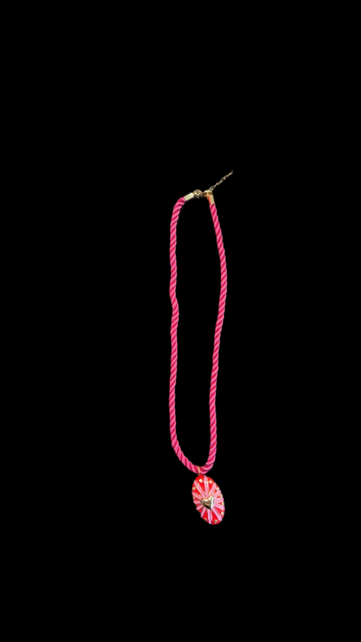 Pink Heart Rope Pendant Necklace