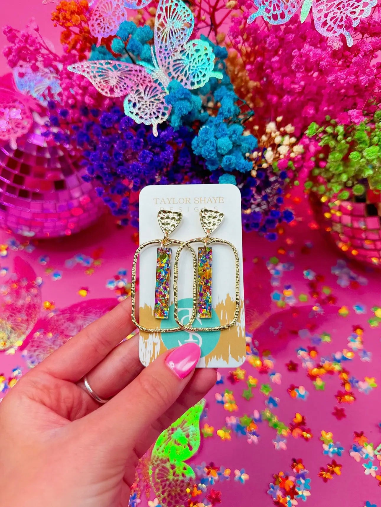 Pastel Confetti Stick Hoops
