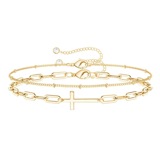 Crosses Bracelet 18K Gold Plated Steel