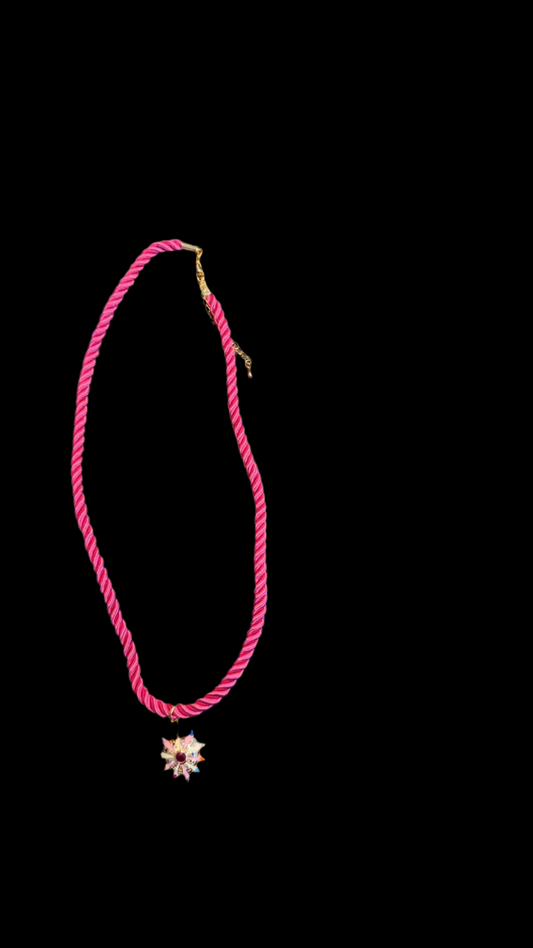 Pink Colorful Pendant Rope Necklace