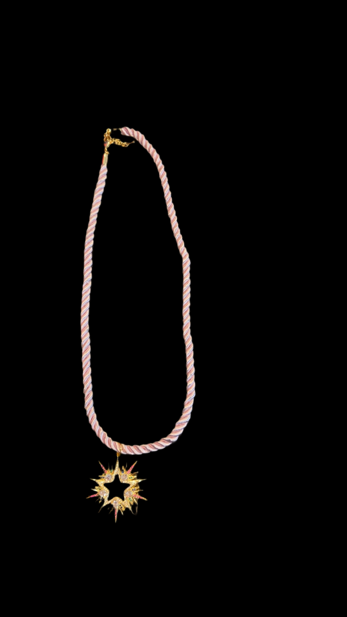 Light Pink Crystal Star Rope Pendant