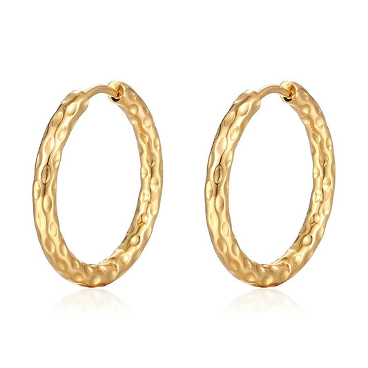 Textured Hoop Earrings 18K Gold Plated Steel