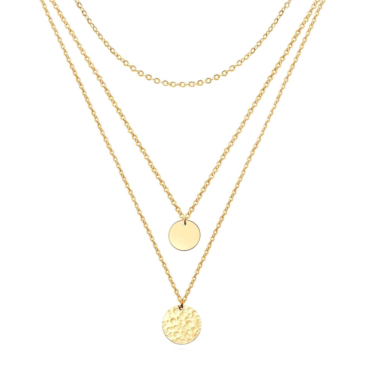 Triple Threat Circle Necklace 18K Gold Plated Steel