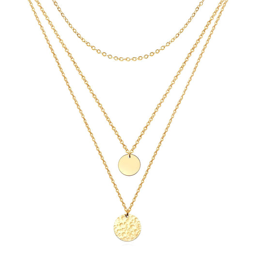 Triple Threat Circle Necklace 18K Gold Plated Steel