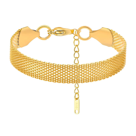 Net Chain Bracelet 18K Gold Plated Steel