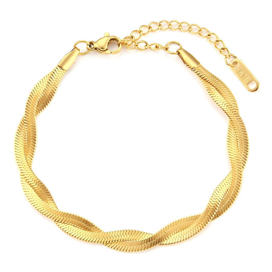 Twisted Chain Bracelet 18K Gold Plated Steel