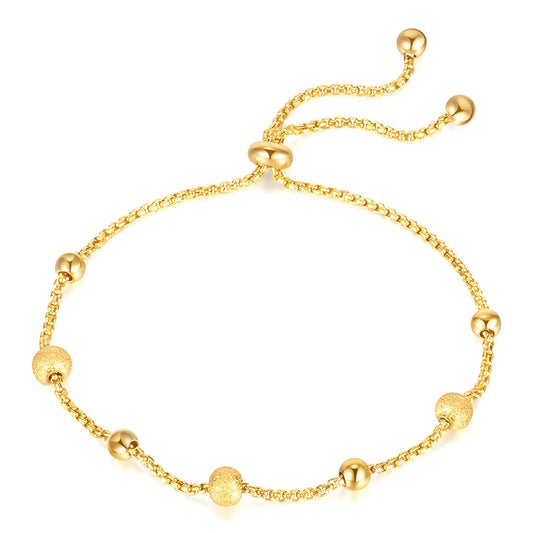 Beaded Chain Bracelet 18K Gold Plated Steel