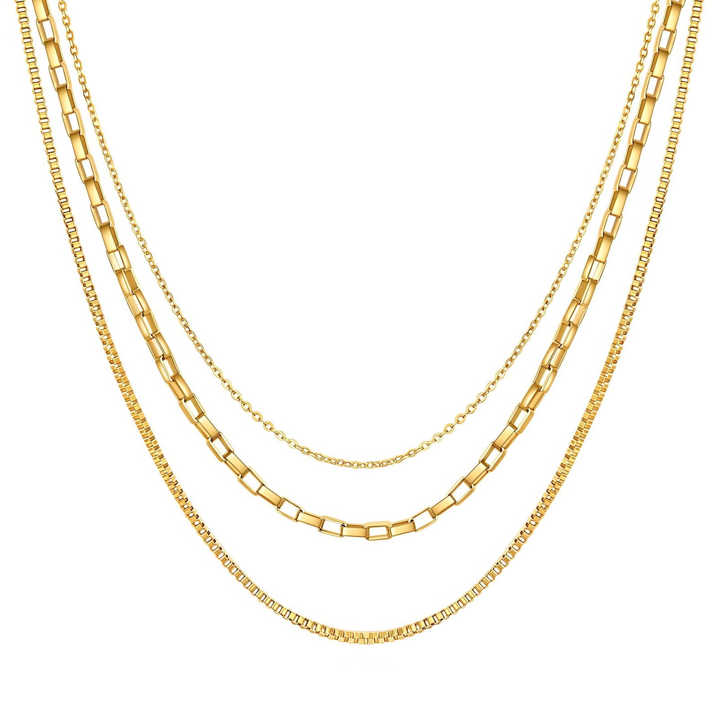 Jessica Triple Stack Necklace 18K Gold Plated Steel
