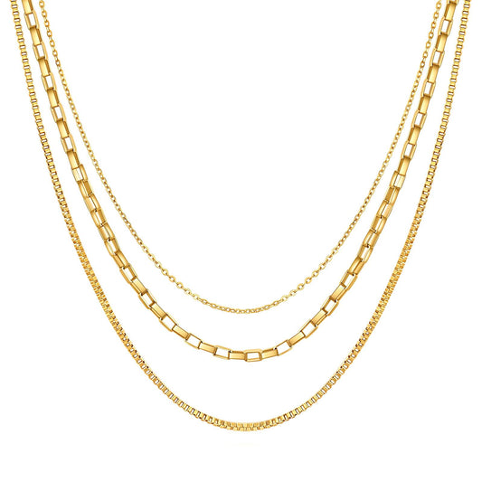 Jessica Triple Stack Necklace 18K Gold Plated Steel