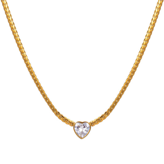 The Taylor Heart Necklace 18K Gold Steel Platted