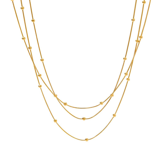 All Gold Beaded Necklace 18K Gold Plated Steel