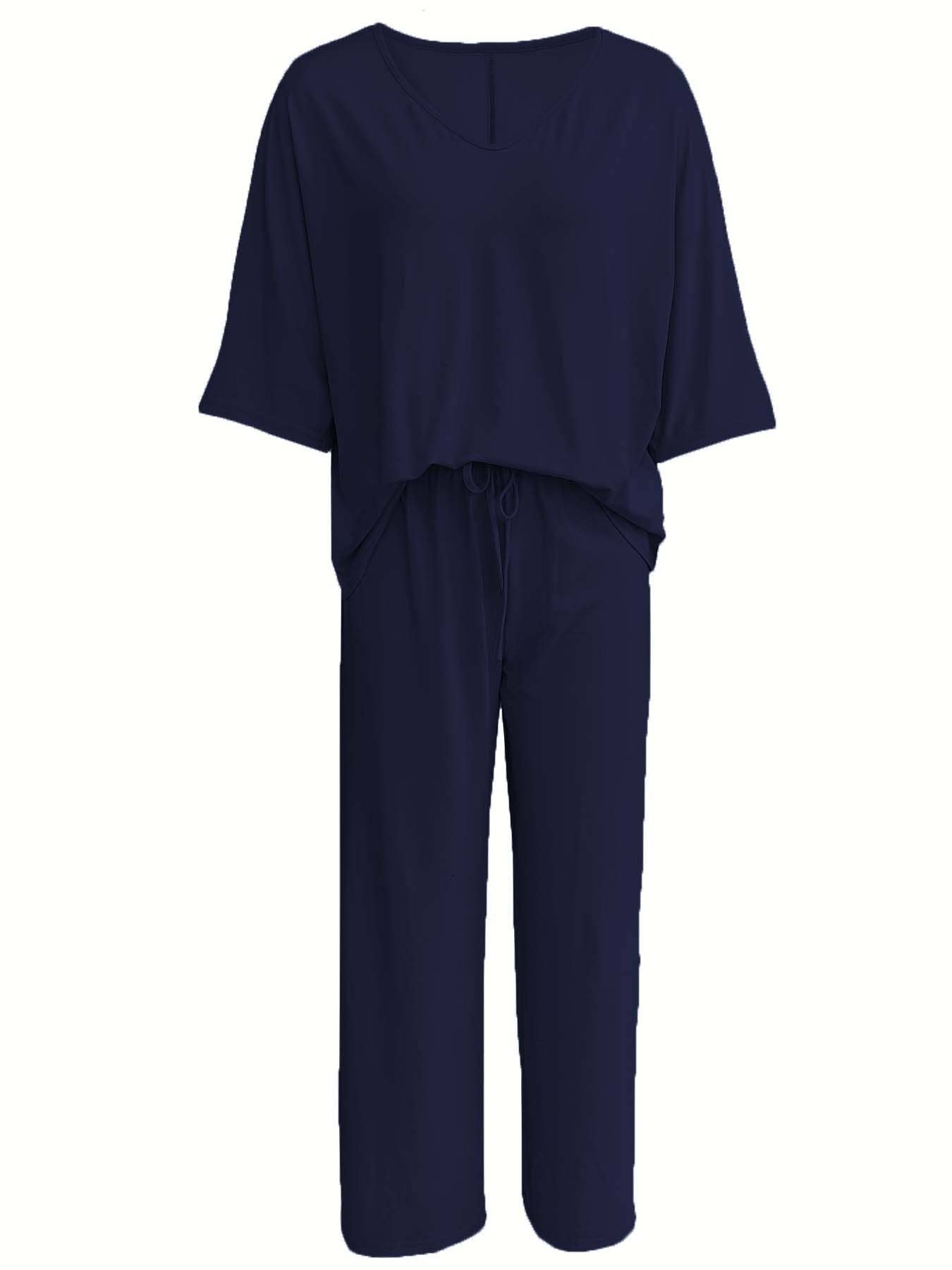 Lazy batwing top & pants wide-leg pants set 2pcs loungewear:
