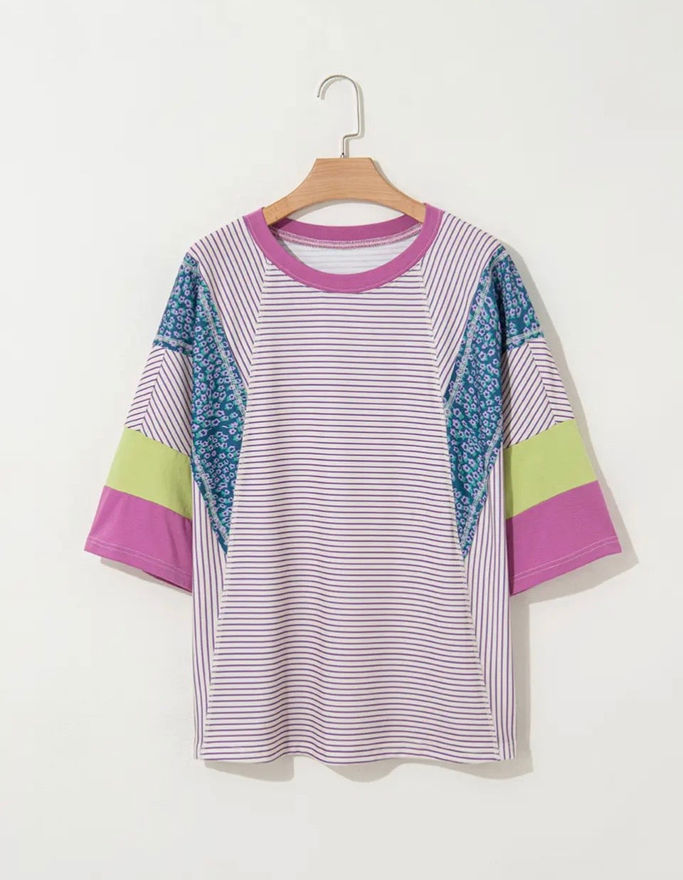 Floral Color block patchwork top