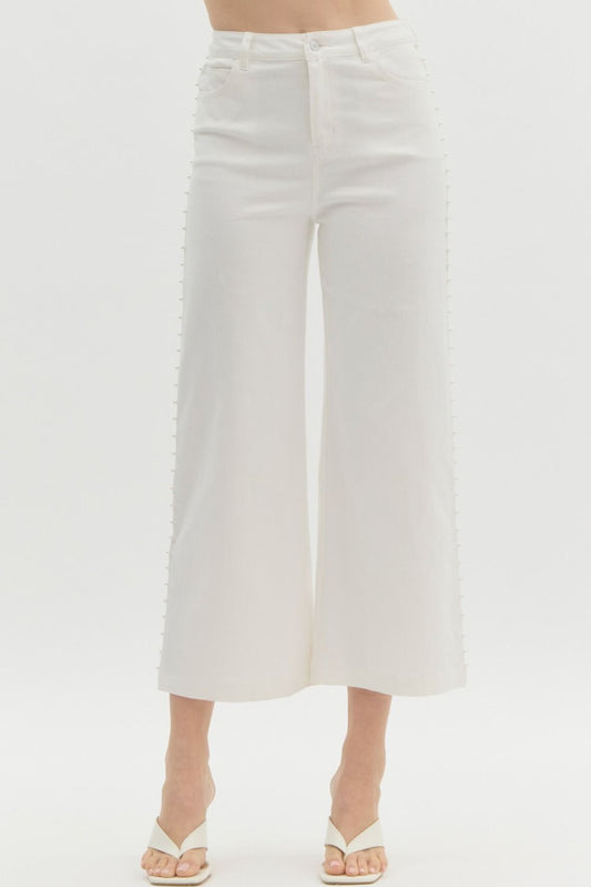 White Pearl Wide Leg Jeans