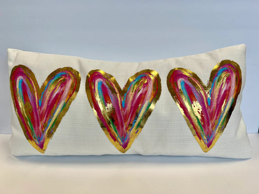 Golden Colorful Hearts 12x24