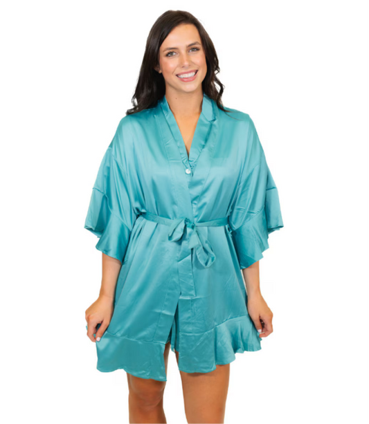 Here's the Deal, Teal Silky Satin Robe