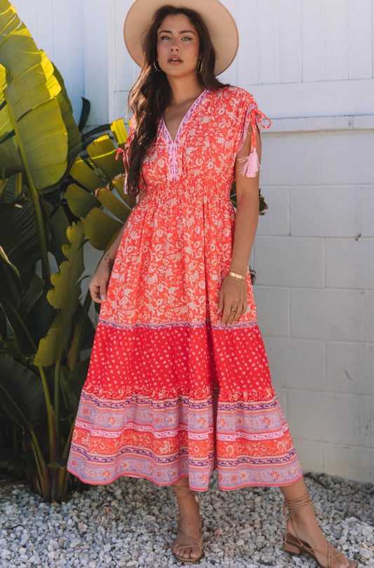 Red Floral Maxi Dress