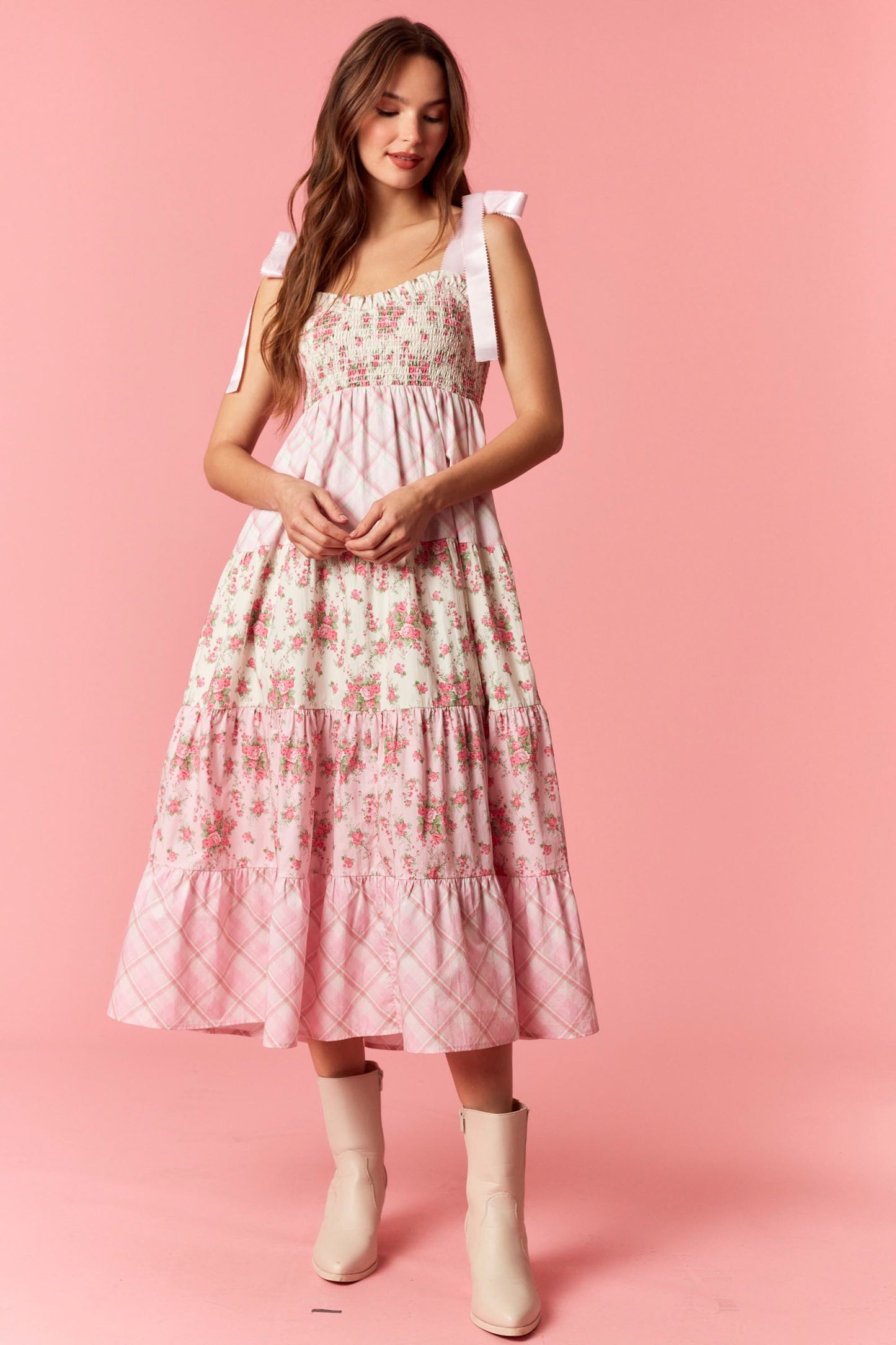 Plaid Midi Tie Dress