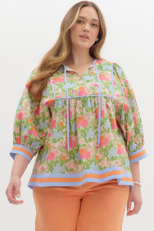 Marigold Floral Plus Top