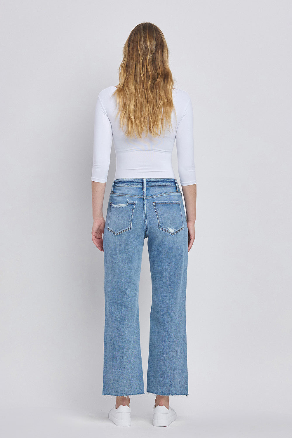 High Rise Cropped Slim Wide Jeans