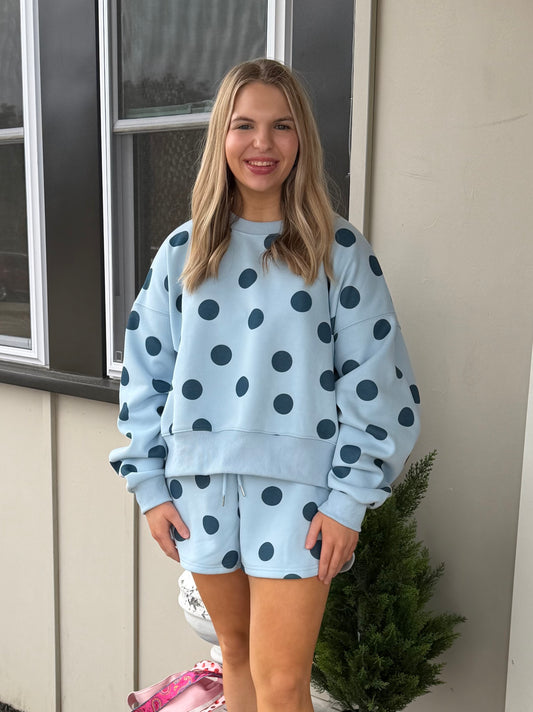 Blue Polka Dot Short Set