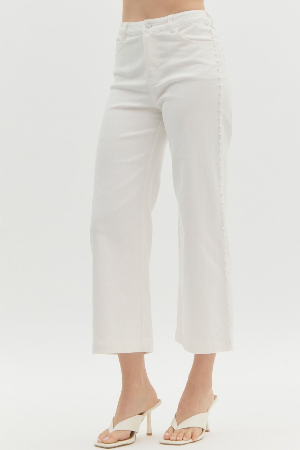 White Pearl Wide Leg Jeans