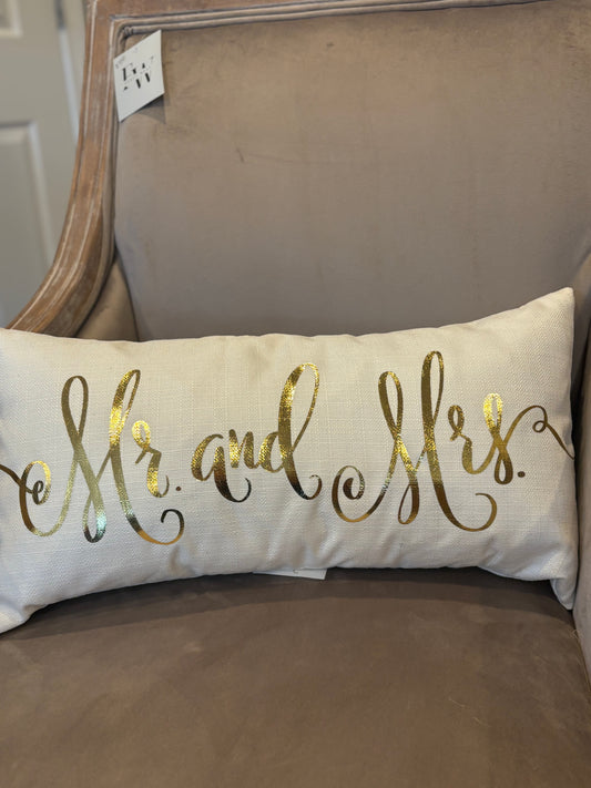 Gold Foil Mr&MRS Pillow