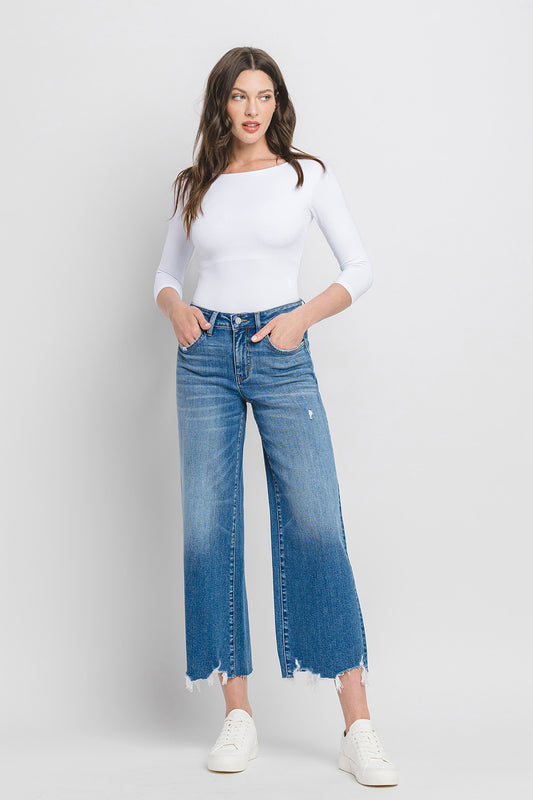 High Rise Crop Wide Leg Jeans