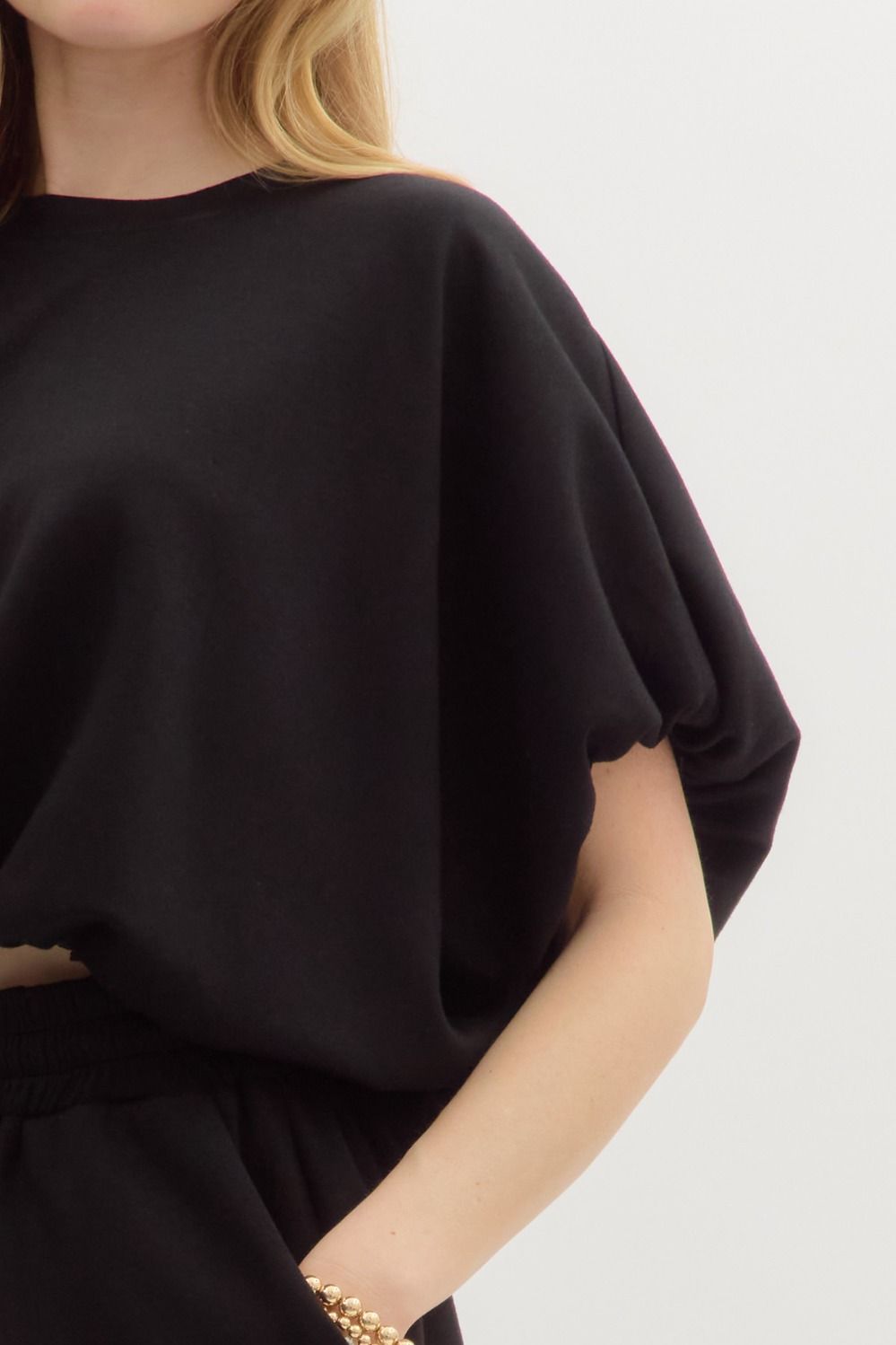 Entro Black Cropped Overlay Top