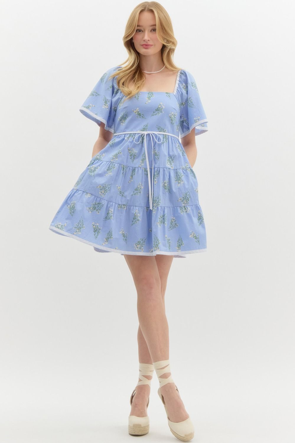 Periwinkle Cotton Floral Mini Dress