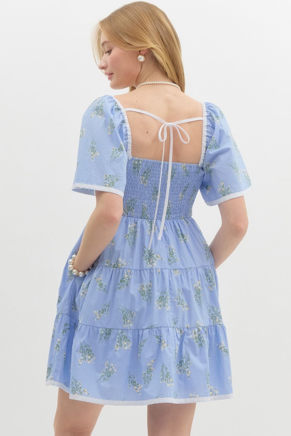 Periwinkle Cotton Floral Mini Dress