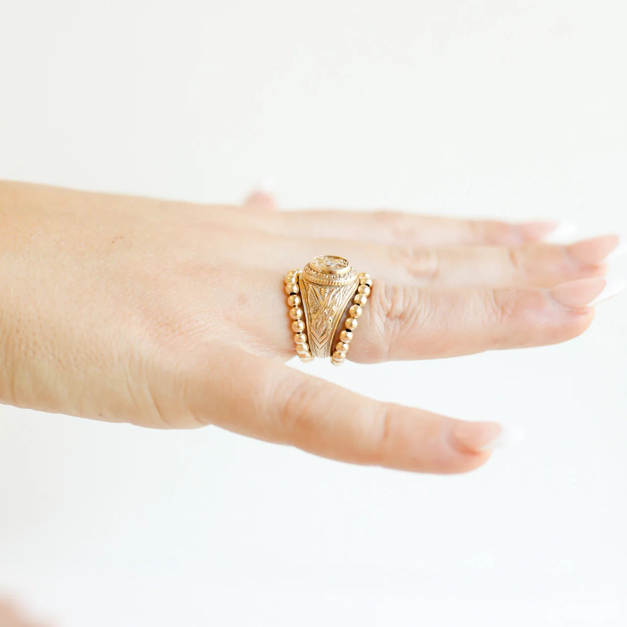 Lauren Beaded Band in Gold