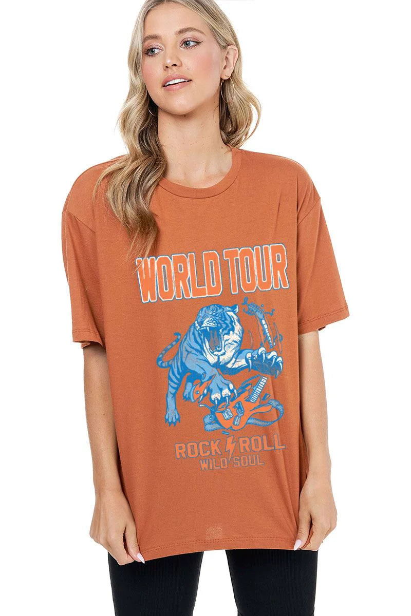 World Tour Rock N Roll Tiger Graphic Tee