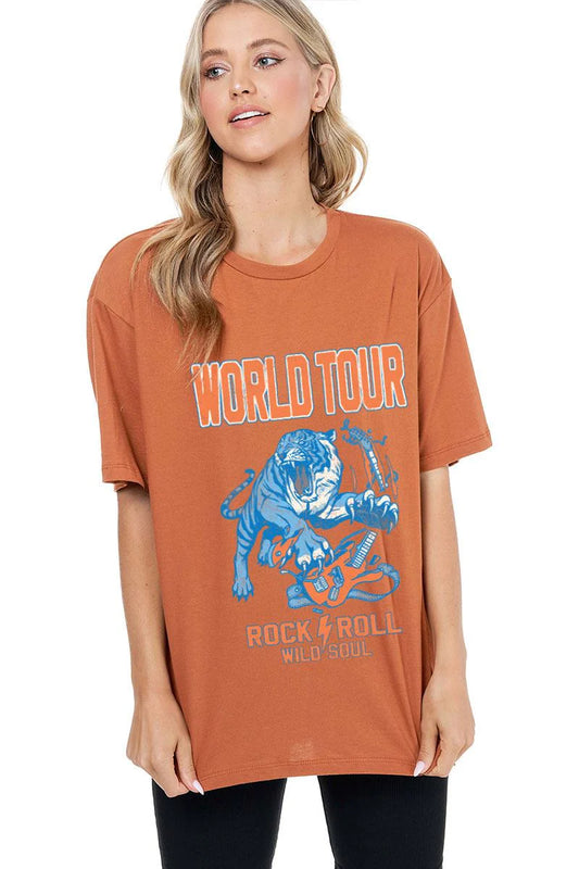 World Tour Rock N Roll Tiger Graphic Tee