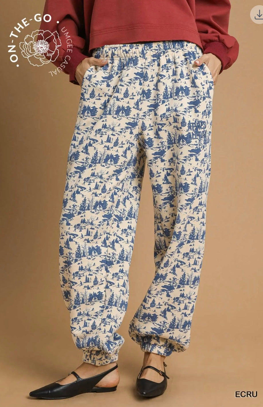 Umgee scenic print casual sweatpants
