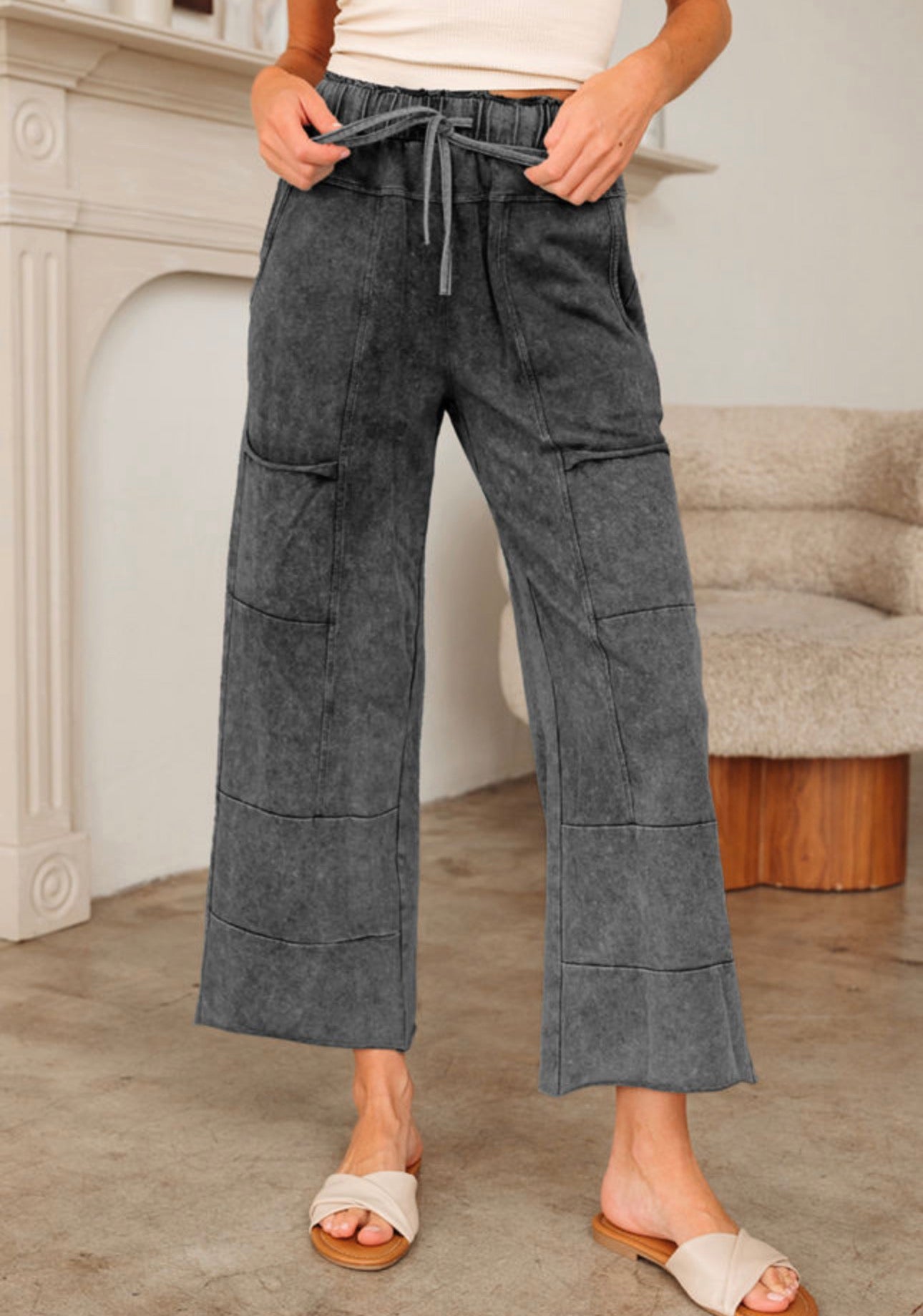 Grey mineral washed pants
