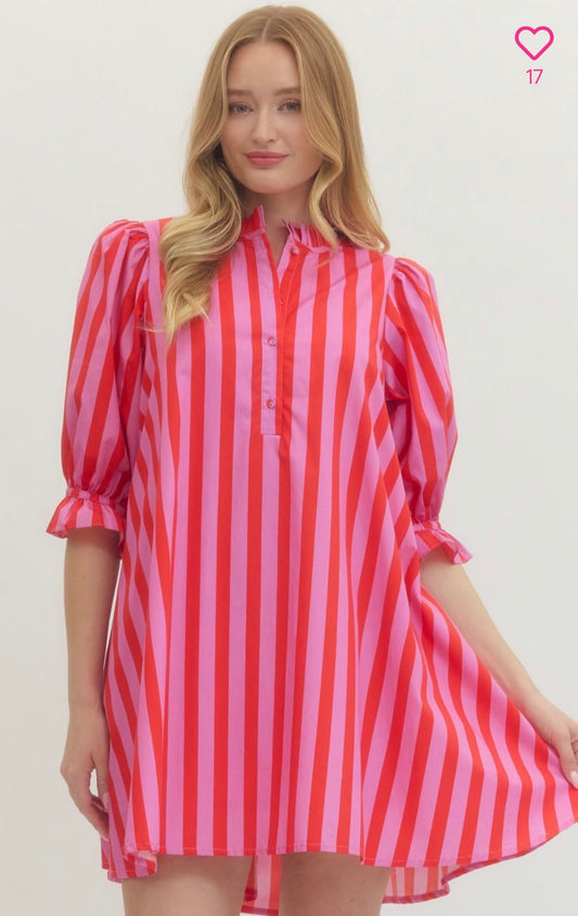 Entro pretty in pink striped dress