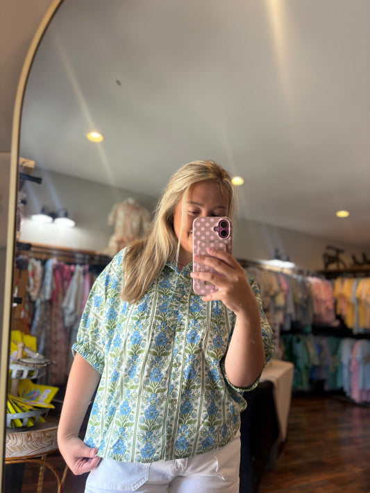 Blue Grandmillennial Blouse
