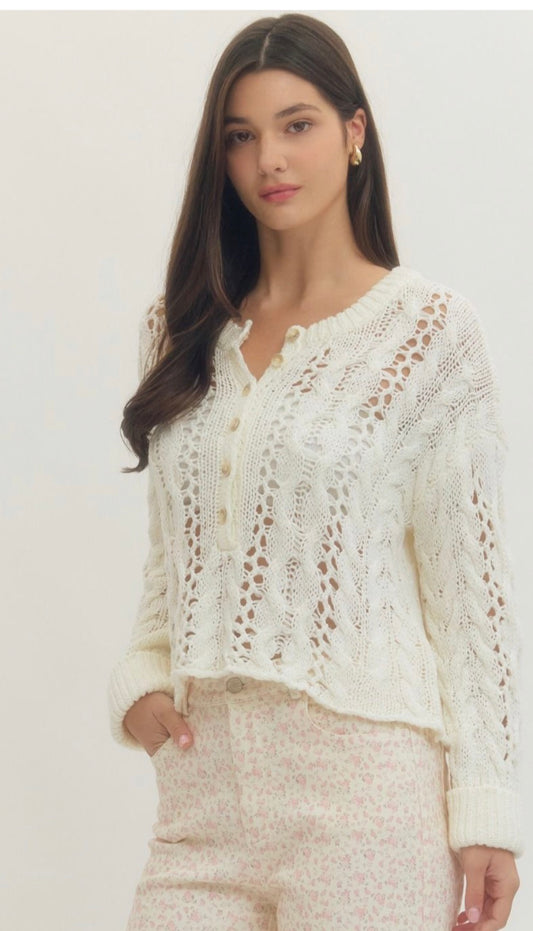 Entro Cream knit cropped sweater